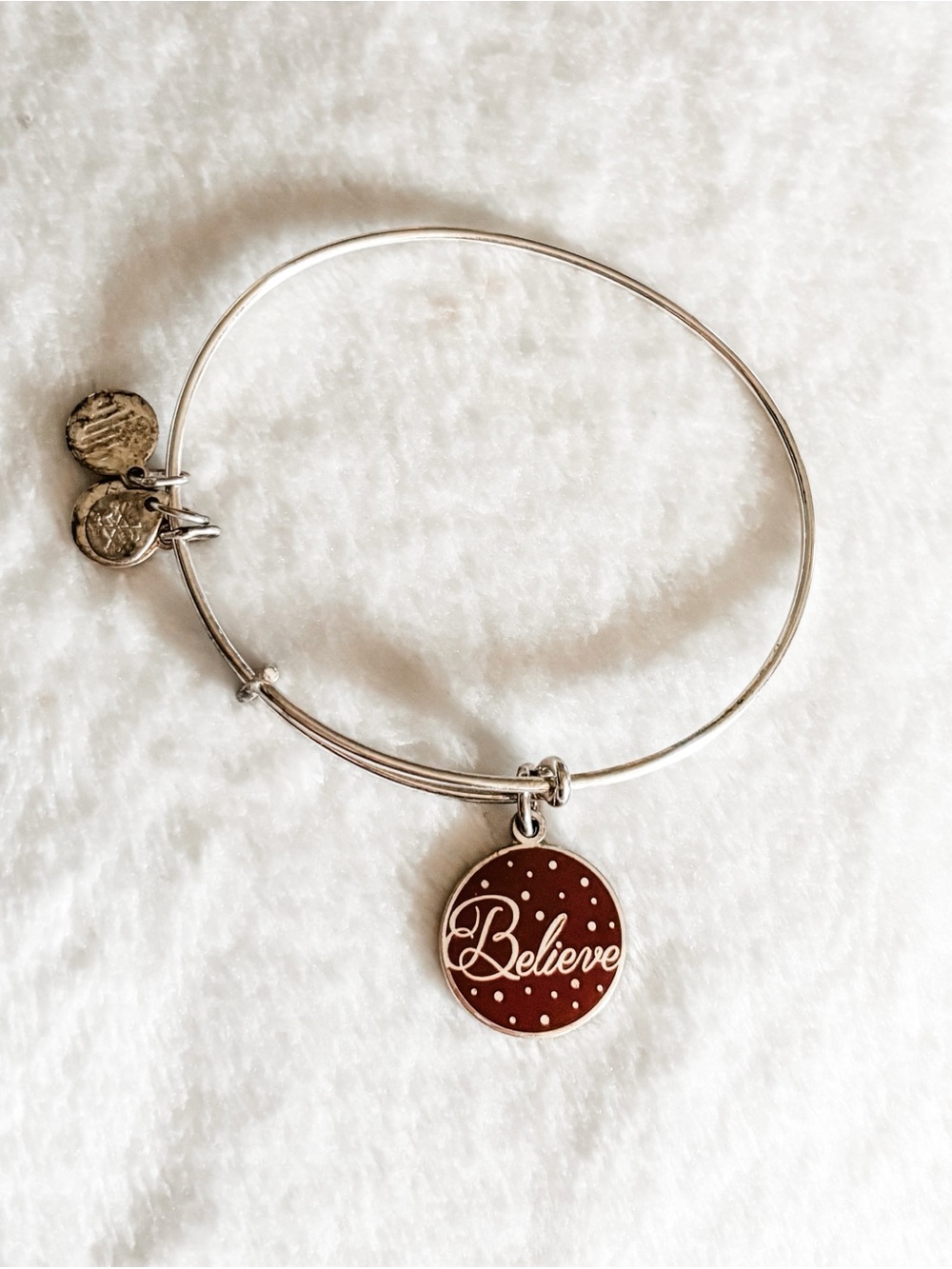 Alex and Ani ‘Believe’ Charm Bangle Bracelet - Silver with Red Charm